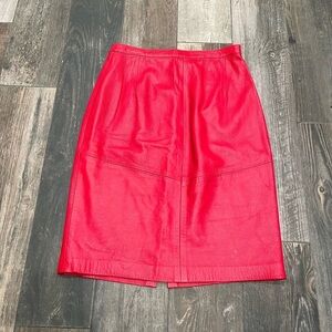 EFREM Red Leather Pencil Skirt Women Vintage Y2K Sz 8 Hong Kong